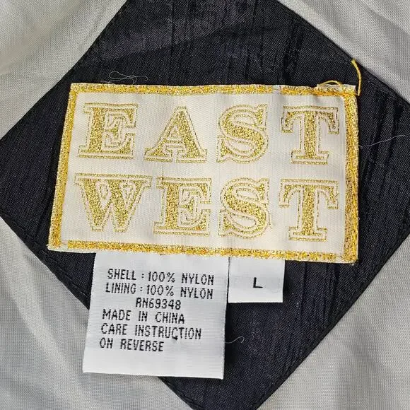 Vintage 80s East West Windbreaker cream silver blue women's Large - Picture 3 of 13